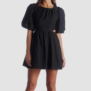 Moon River Puff Sleeve Back Cutout Mini Dress In Black Size Small